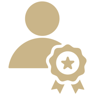 Person icon with an award ribbon.